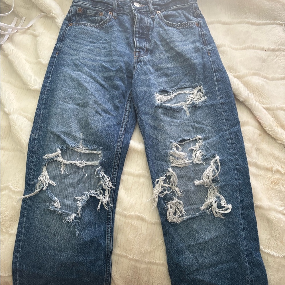 Aeropostale High Rise Distressed Blue Jeans